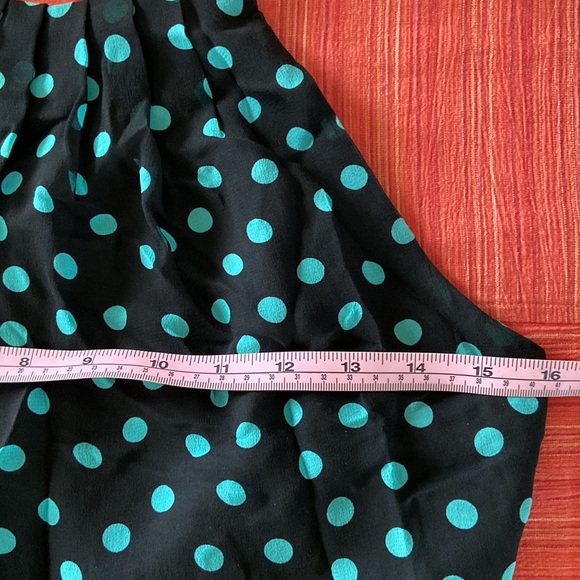 Nine West Black Turquoise PolkaDot Silk Dress Sz 4 - Picture 11 of 12